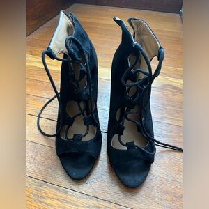 Nine West black suede lace up stiletto heels size 8